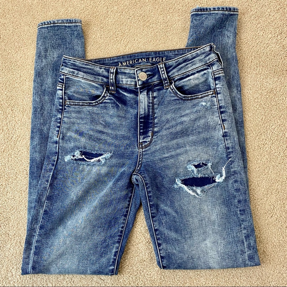 American Eagle High-Rise Patched Jeggings Sz 6 X-Long